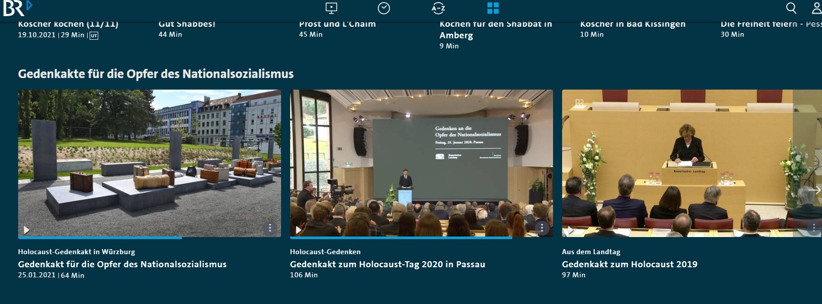 Screenshot der Mediathek des Bayerischen Rundfunks vom 04.01.2022, Stiftung Bayerische Gedenkstätten