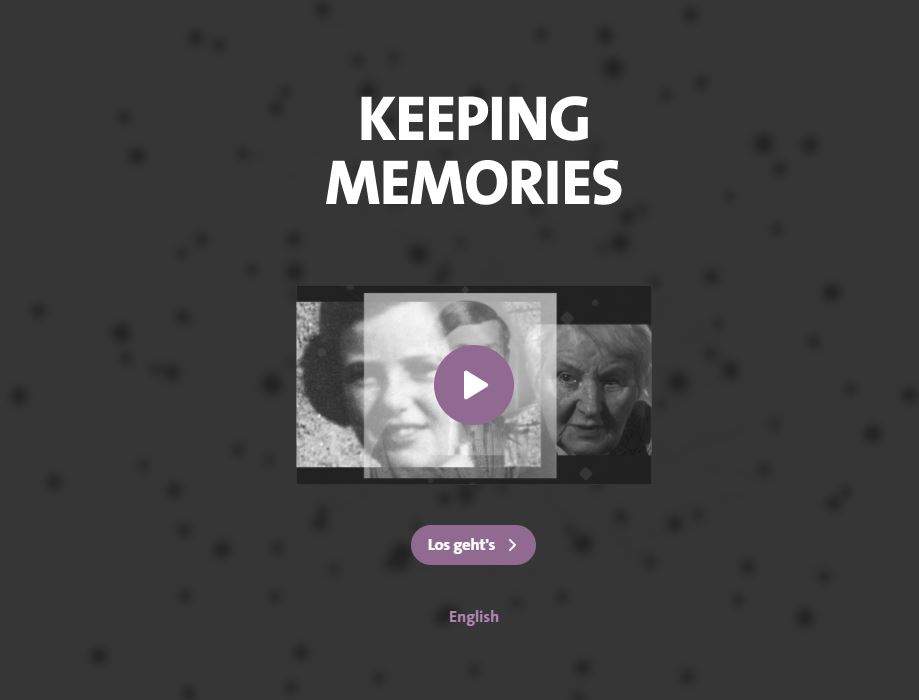 screenshot der Startseite von Keeping Memories
