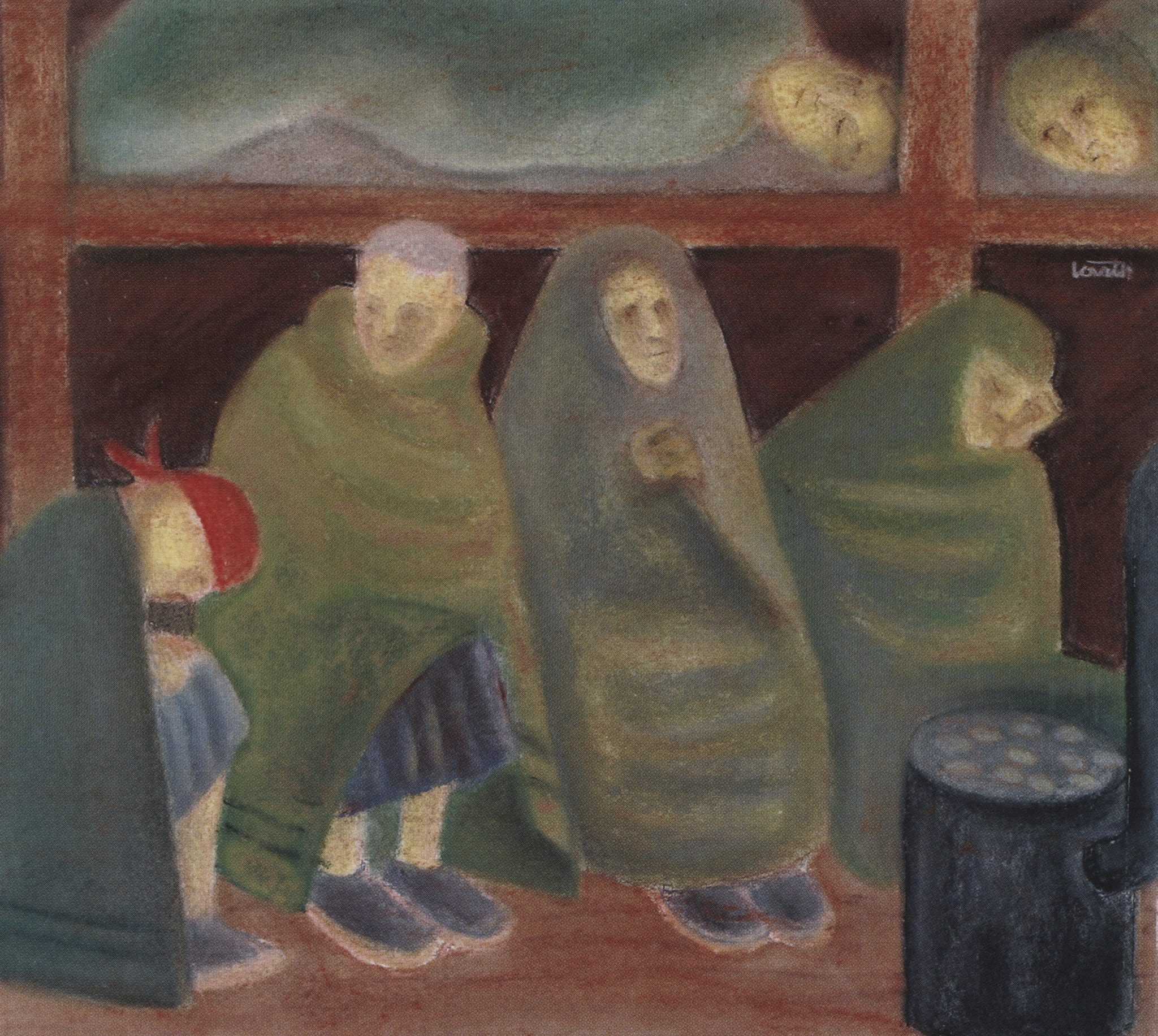 Foto: Die Zeichnung „Frauenbaracke I“ aus dem Jahr 1987 von Egon Lövith (Archiv der KZ-Gedenkstätte Dachau).