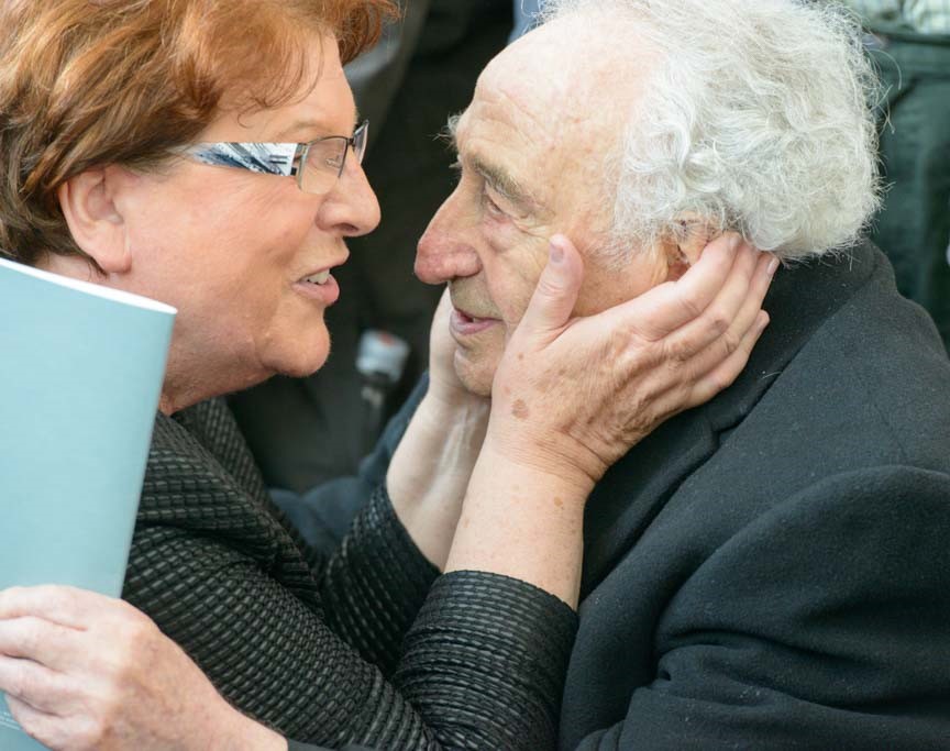 Barbara Stamm (1944-2022) und Max Mannheimer (1920-2016) bei der Gedenkveranstaltung anlässlich des 70. Jahrestags der Befreiung des KZ-Dachau 2015, Foto: Freller.