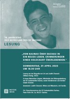 Vormerken:  Lesung aus "Uri und Judith Chanoch: Von Kaunas über Dachau in ein neues Leben. Erinnerungen eines Holocaust-Überlebenden“