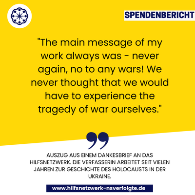 Spendenbericht des Hilfsnetzwerk für Überlebende der NS-Verfolgung in der Ukraine
